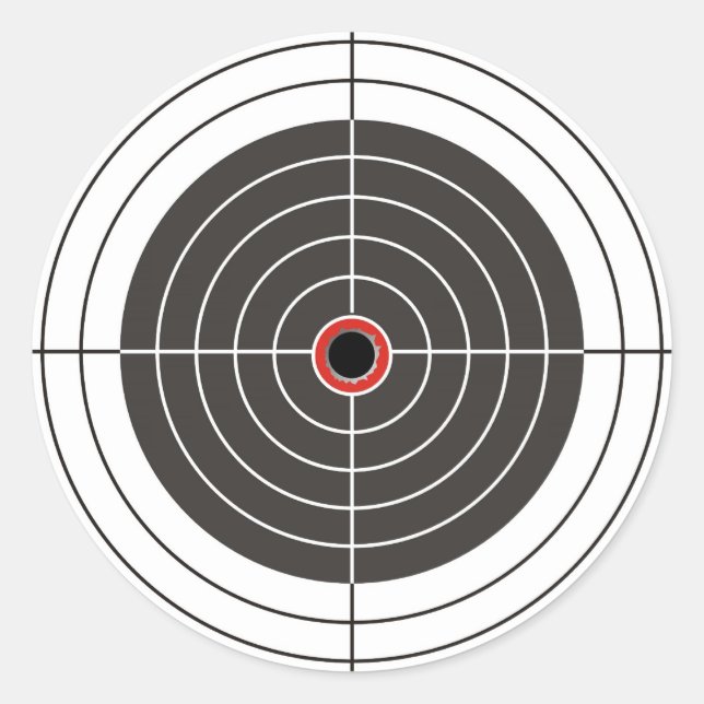 Adesivo Redondo Buraco de bala no alvo - tiro no olho do touro (Frente)
