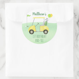 Adesivo Redondo Buraco Em Um Golfe Primeiro Aniversário