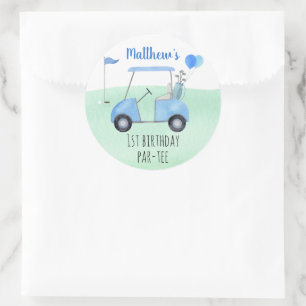 Adesivo Redondo Buraco Em Um Golfe Primeiro Aniversário