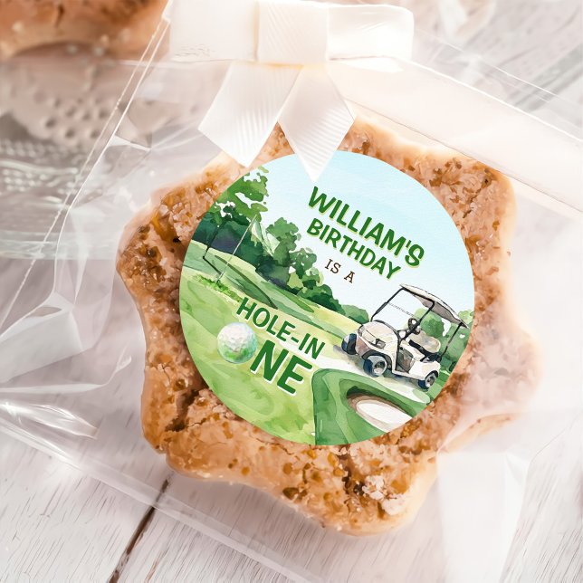 Adesivo Redondo Buraco em um primeiro aniversario de golfe (Criador carregado)