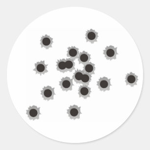 Adesivo Redondo Buracos de bala de um rifle ou de uma arma,