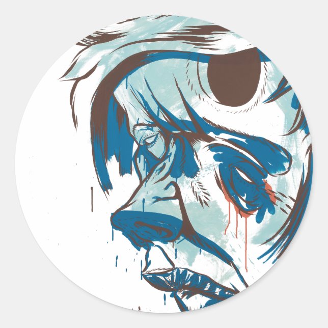 Adesivo Redondo Buracos Na Minha Cabeça (Frente)