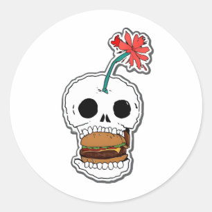 Adesivo Redondo Burger crânio