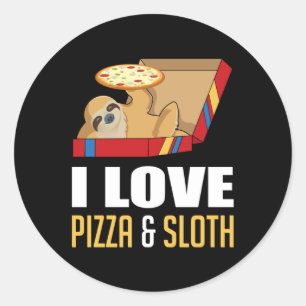 Adesivo Redondo Burger de Comida rápida Sloth Engraçada Pizza Co