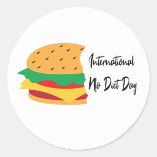 Adesivo Redondo Burger do Dia Internacional Sem Dieta