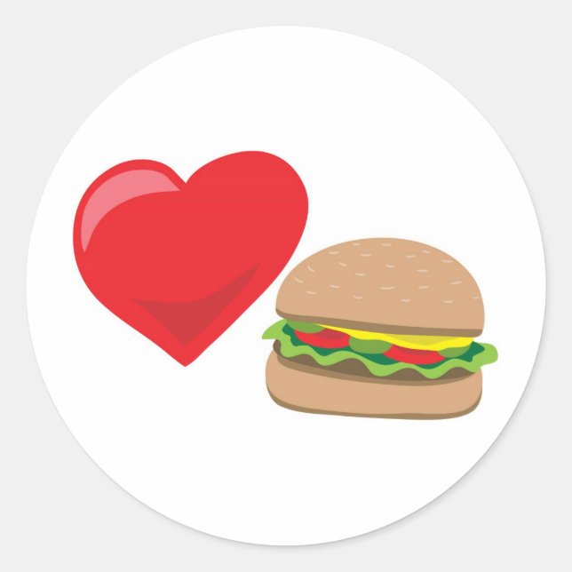 Adesivo Redondo Burger Love! Personalizável: (Frente)