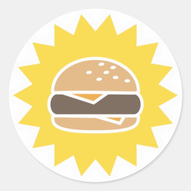 Adesivo Redondo Burger Retro | Autocolantes (Frente)
