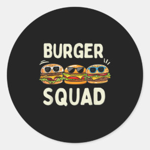 Adesivo Redondo Burger Squad Funny Hamburger Fast Foodie Lovers Bu