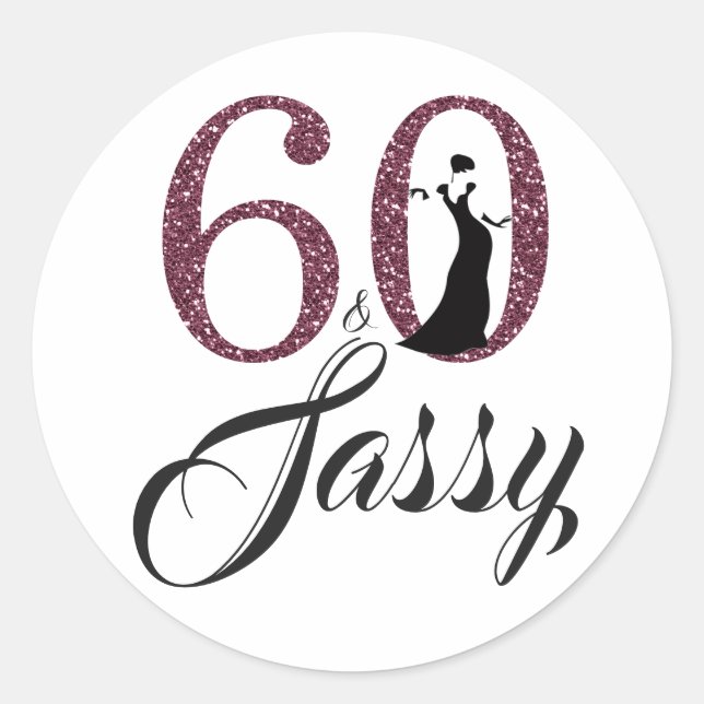 Adesivo Redondo Burgundy 60 e Sassy | Tipografia 60.o Aniversário (Frente)