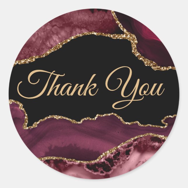 Adesivo Redondo Burgundy Agate Obrigado (Frente)