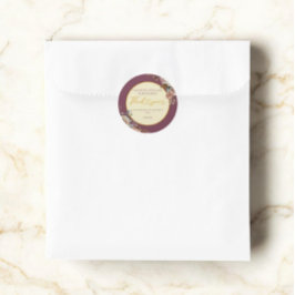 Adesivo Redondo Burgundy Cai No Amor Queda Floral Elegante Burgund