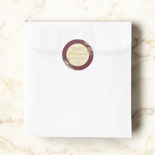 Adesivo Redondo Burgundy Cai No Amor Queda Floral Elegante Burgund (Criador carregado)