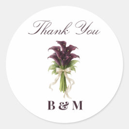 Adesivo Redondo Burgundy Calla Lily Wedding Bouquet Ivory Ribbon 