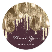 Burgundy DOURADO Aniversário GLITTER BALLONS DRIP