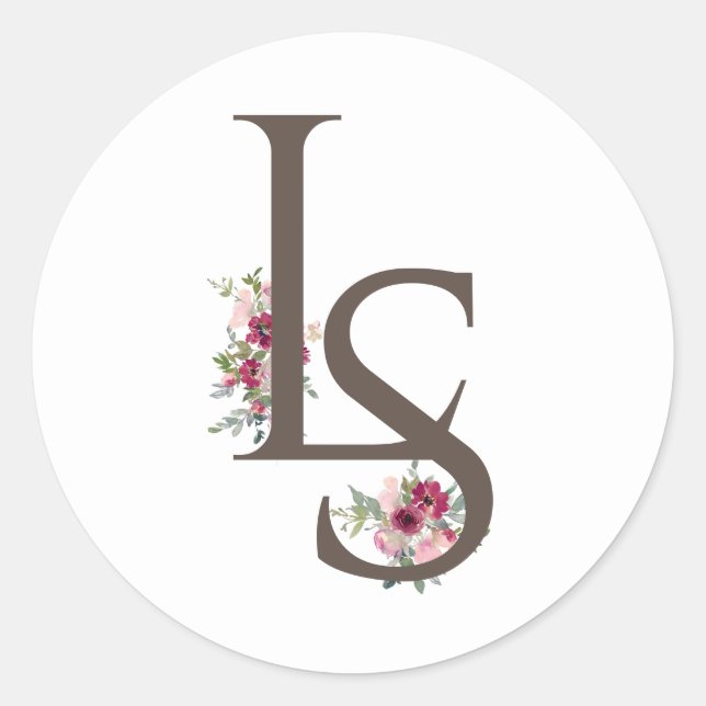 Adesivo Redondo Burgundy e blush Casamento Clássico Rou (Frente)