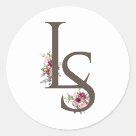 Adesivo Redondo Burgundy e blush Casamento Clássico Rou