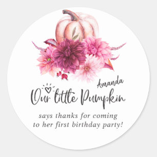 Adesivo Redondo Burgundy e Blush Outono Abóbora Aniversário