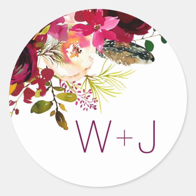 Adesivo Redondo Burgundy Envelope Floral 3979 (Frente)