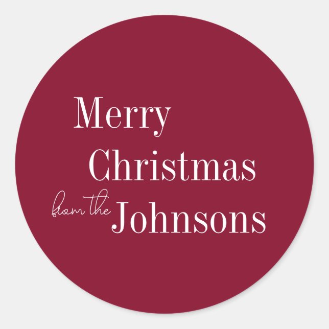 Adesivo Redondo Burgundy Feliz Natal (Frente)