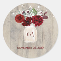 Burgundy Flowers Casamento Russo Mason Jar