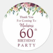 Burgundy Marsala Floral 60º Aniversário Obrigado