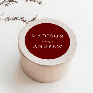 Adesivo Redondo Burgundy Modern Elegance Personalizado Casamento
