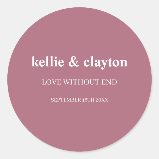 Adesivo Redondo Burgundy Modern Type Wedding (Frente)