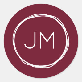 Adesivo Redondo Burgundy Monogramas Stickers