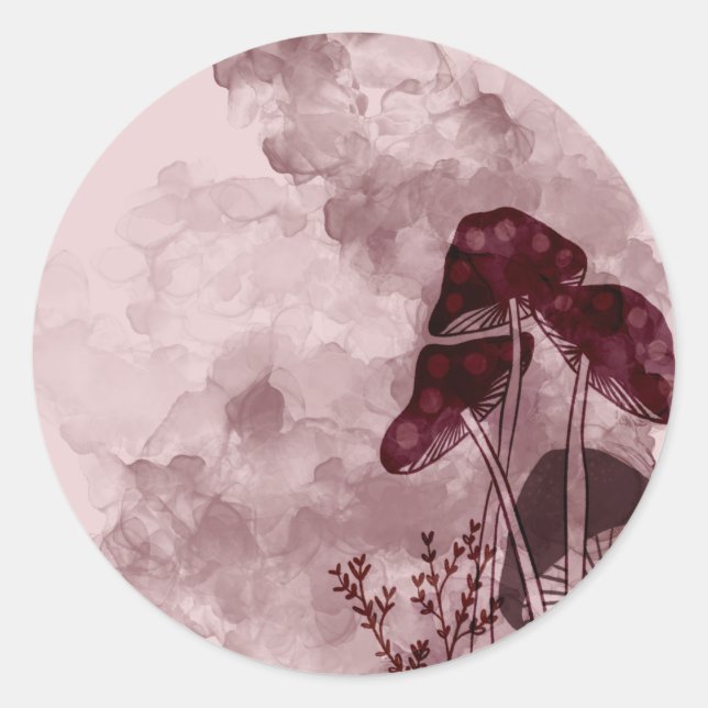 Adesivo Redondo Burgundy Neon Mushroom (Frente)