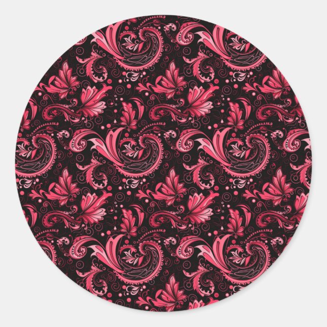 Adesivo Redondo Burgundy Paisley Stickers (Frente)