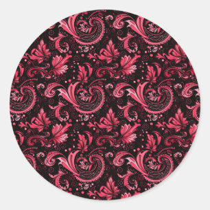 Adesivo Redondo Burgundy Paisley Stickers