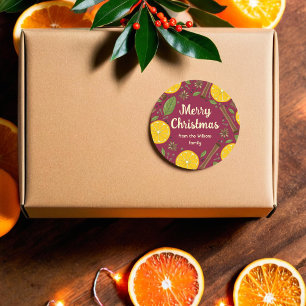 Adesivo Redondo Burgundy picante de vinho de bolor de Natal