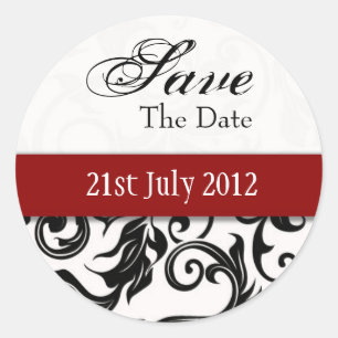 Adesivo Redondo Burgundy Swirl Save The Date Sticker