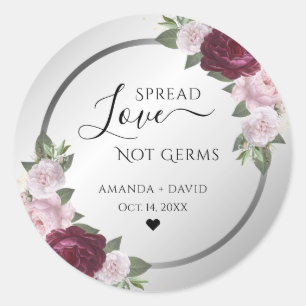 Adesivo Redondo Burguny Blush Silver Floral Spread Love