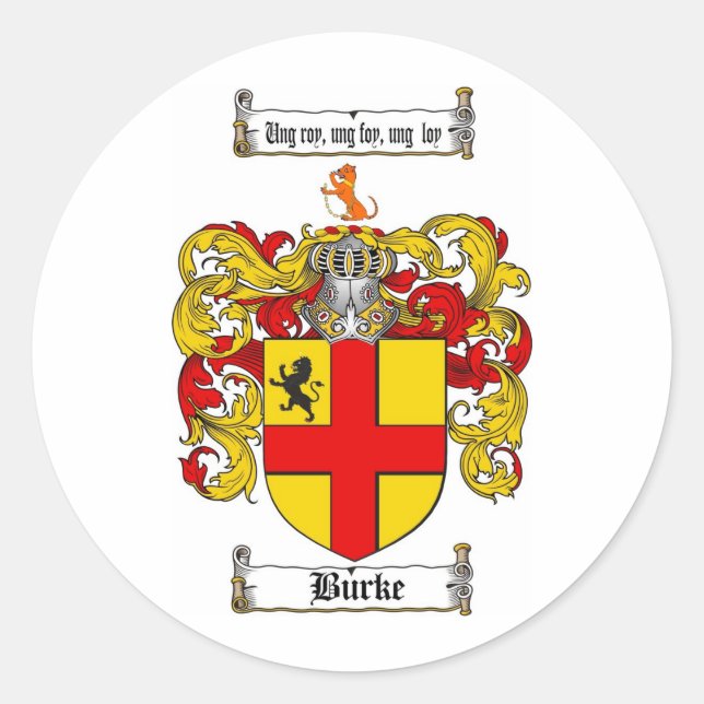 ADESIVO REDONDO BURKE FAMILY CREST - BURKE CASACO DE ARMAS (Frente)