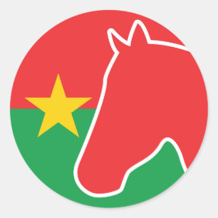 Adesivo Redondo Burkina Faso Cavalo Burkina Bandeira Animal Nacion
