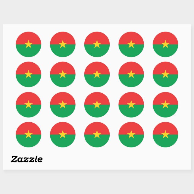 Adesivo Redondo Burkina Faso flag Sticker (Folha)