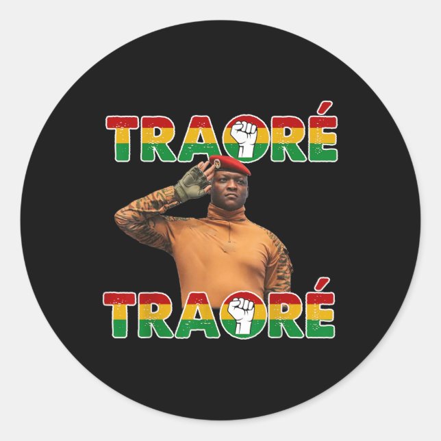 Adesivo Redondo Burkina Faso - Ibrahim Traoré _ Thomas Sankara (Frente)