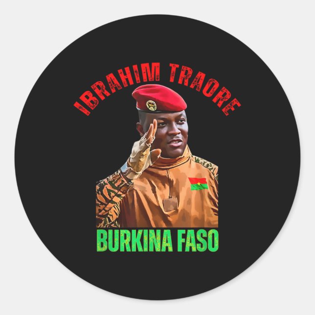 Adesivo Redondo Burkina Faso - Ibrahim Traoré Thomas Sankara (Frente)