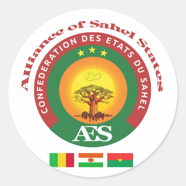 Adesivo Redondo Burkina, Mali and Niger, Alliance of Sahel States (Frente)