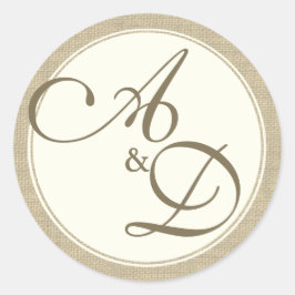 Adesivo Redondo Burlap e Ivory Monogramas