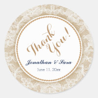 Burlap e Lace Personalizado Casamento Obrigado