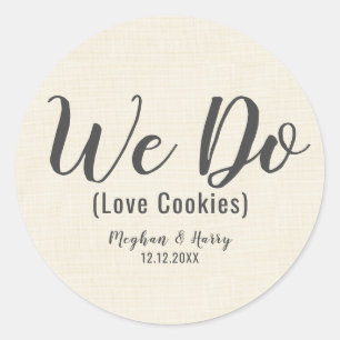 Adesivo Redondo Burlap Elegante Nós Amamos Cookies