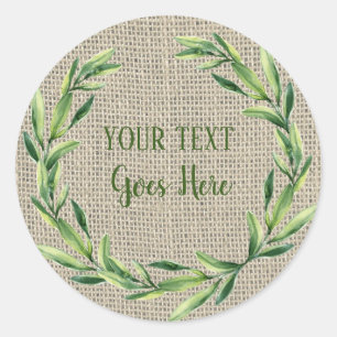 Adesivo Redondo Burlap Floral Wreath (Texto Físico)