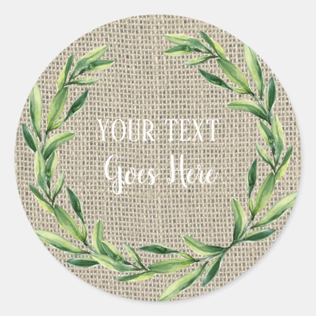 Adesivo Redondo Burlap Floral Wreath (Texto Físico) (Frente)