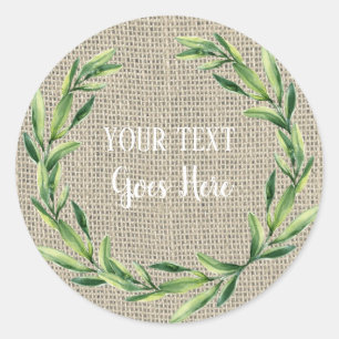 Adesivo Redondo Burlap Floral Wreath (Texto Físico)