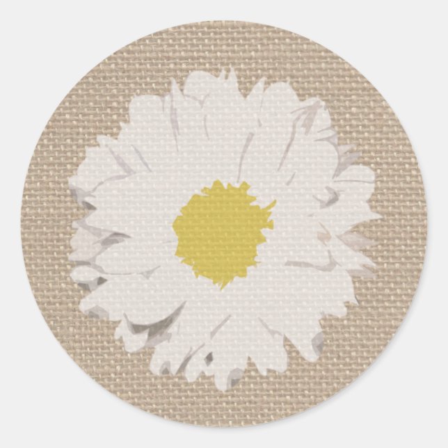 Adesivo Redondo Burlap Inspirou Daisy Sticker (Frente)