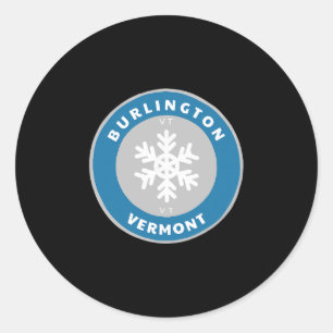 Adesivo Redondo Burlington Vermont Vt Inverno Neve Floco de Neve D