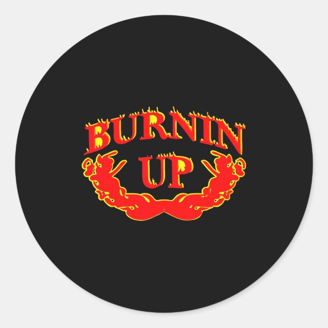 Adesivo Redondo Burnin Up Flames Vintage  (Frente)