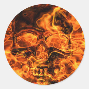 Adesivo Redondo Burning skull